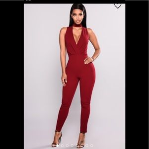 Burgundy Bodycon Jumpsuit